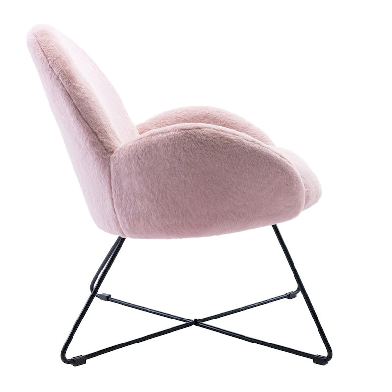 Fauteuil d'appoint moderne Rowen en polaire avec accoudoirs