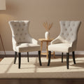 Set of 2 Alei Beige Fabric Dining Chair Wing Chair with Tufted Buttons