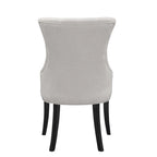 Chaise de salle à manger en tissu beige, fauteuil à oreilles avec boutons touffetés