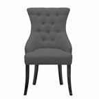 Chaise de salle à manger en tissu beige, fauteuil à oreilles avec boutons touffetés