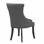 Chaise de salle à manger en tissu beige, fauteuil à oreilles avec boutons touffetés