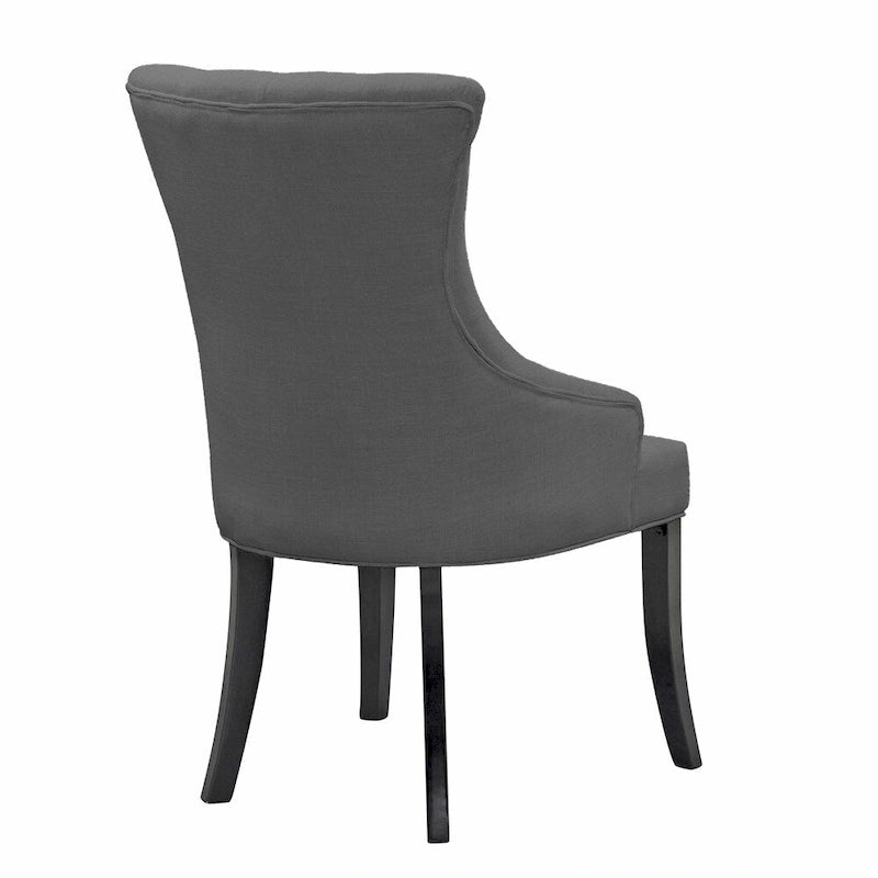 Chaise de salle à manger en tissu beige, fauteuil à oreilles avec boutons touffetés