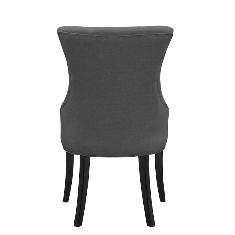 Chaise de salle à manger en tissu beige, fauteuil à oreilles avec boutons touffetés