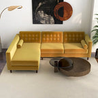 Canapé d'angle en velours capitonné moderne pour salon