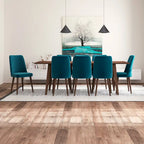 Ensemble de salle à manger rectangulaire 9 pièces Addison Mid-Century avec 8 chaises de salle à manger en velours turquoise