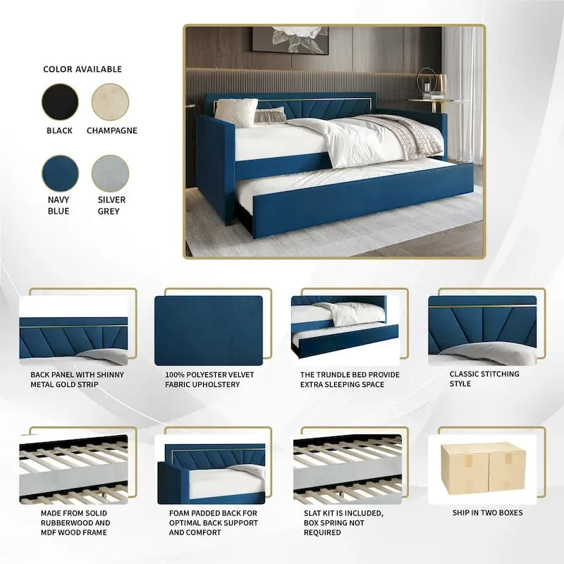 Lit de repos double en velours Glam