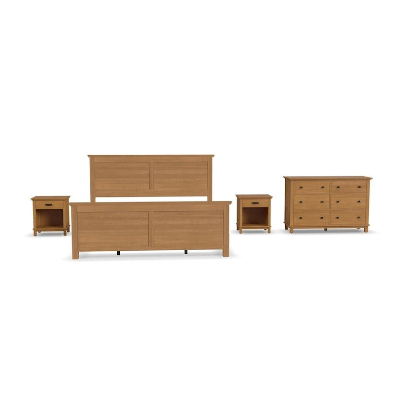 Lit King chêne foncé en bois massif