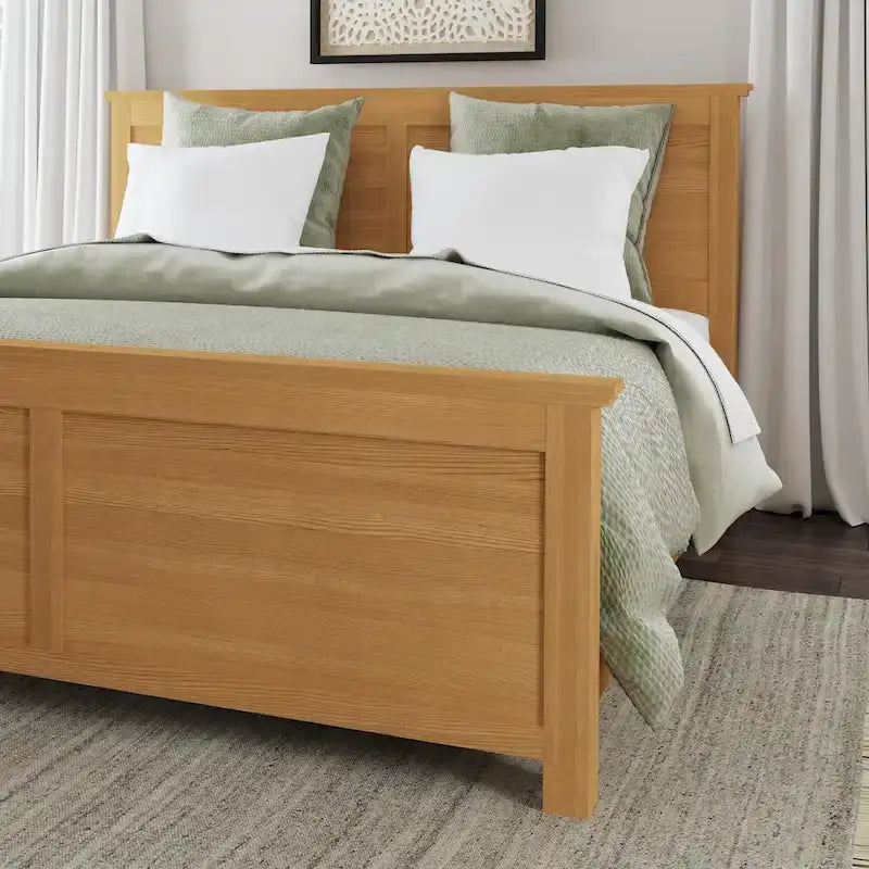 Lit King chêne foncé en bois massif
