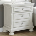 Table de chevet 2 tiroirs blanc antique