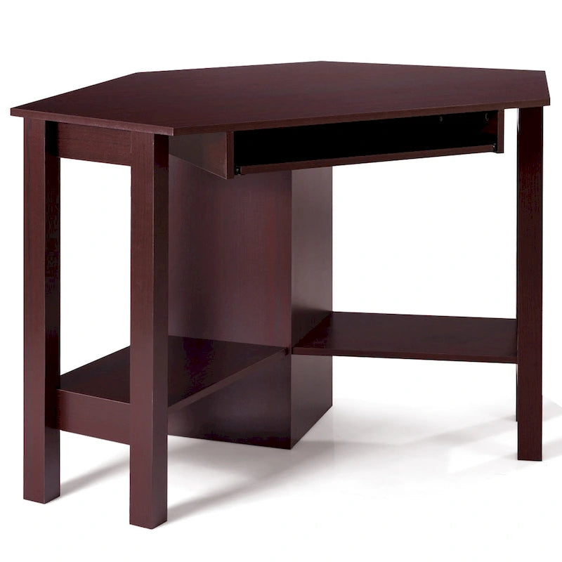 Bureau d'angle d'ordinateur en bois avec tiroir, table de bureau et d'étude