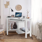Bureau d'angle d'ordinateur en bois avec tiroir, table de bureau et d'étude