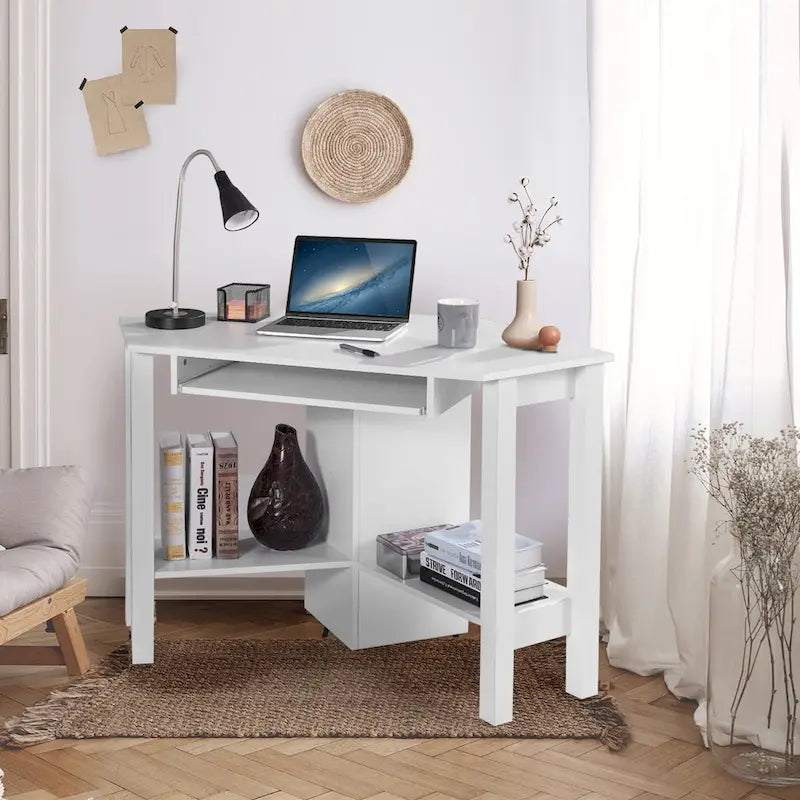 Bureau d'angle d'ordinateur en bois avec tiroir, table de bureau et d'étude