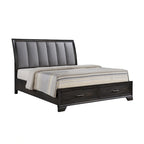 Lit plateforme en tissu de rangement gris