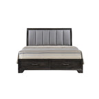 Lit plateforme en tissu de rangement gris