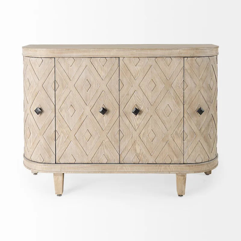 Armoire 4 portes en placage sapin beige - 47,2L x 15,0P x 33,1H