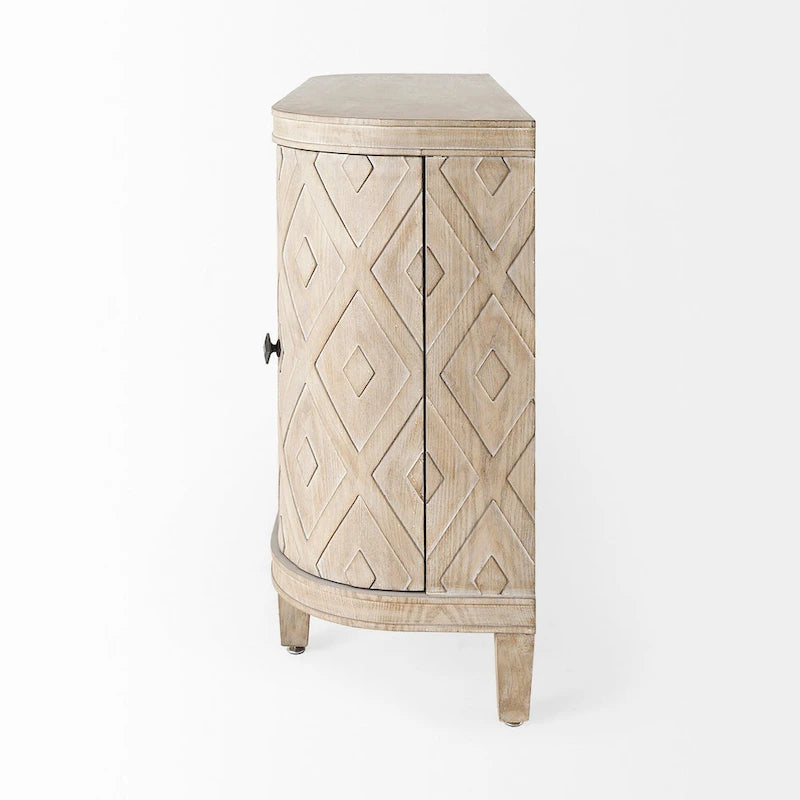 Armoire 4 portes en placage sapin beige - 47,2L x 15,0P x 33,1H