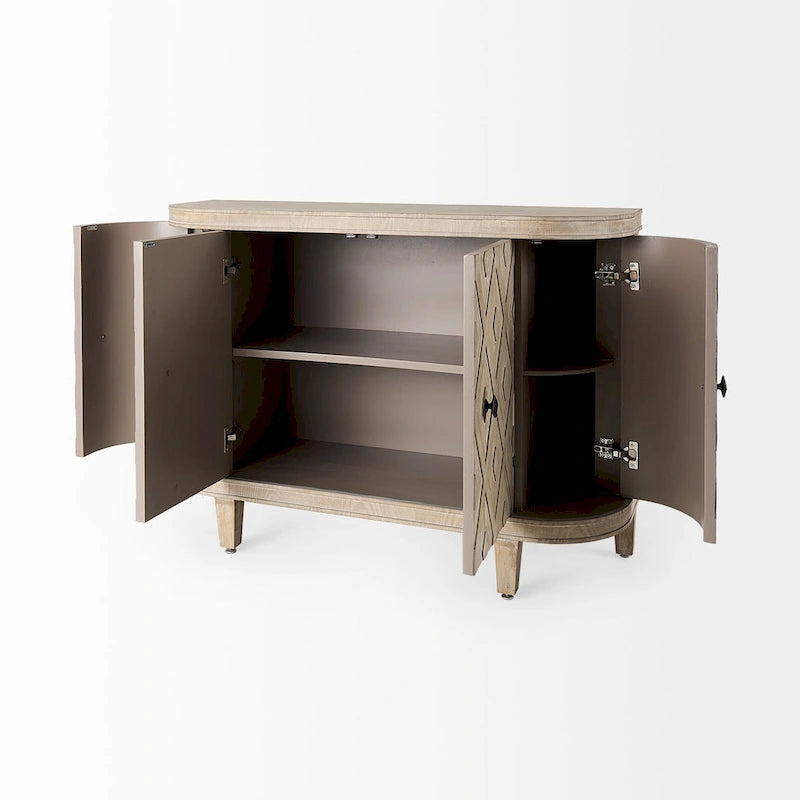 Armoire 4 portes en placage sapin beige - 47,2L x 15,0P x 33,1H