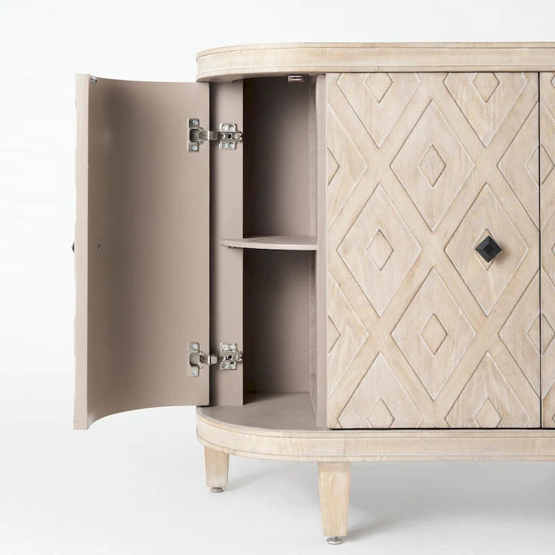Armoire 4 portes en placage sapin beige - 47,2L x 15,0P x 33,1H