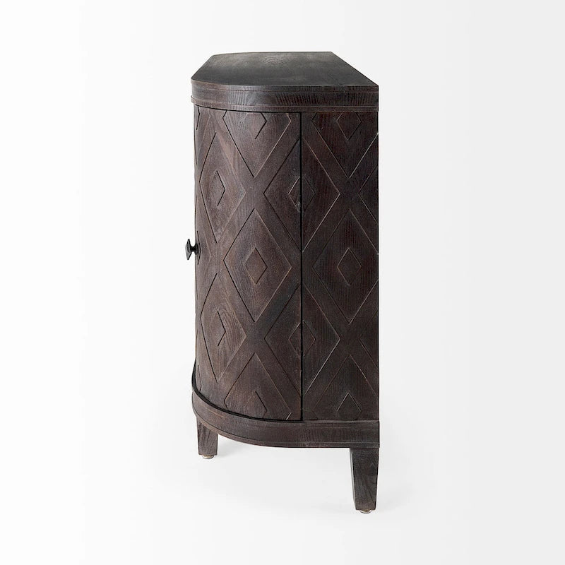 Armoire 4 portes en placage sapin beige - 47,2L x 15,0P x 33,1H