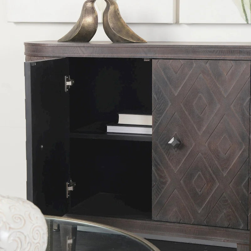 Armoire 4 portes en placage sapin beige - 47,2L x 15,0P x 33,1H