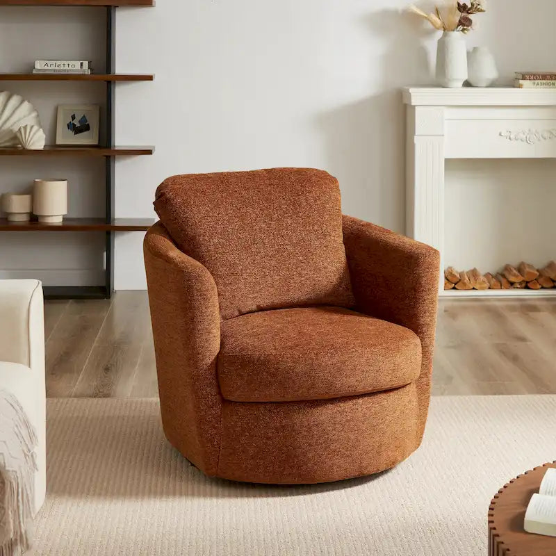 Fauteuil d'appoint pivotant en velours côtelé moderne et confortable