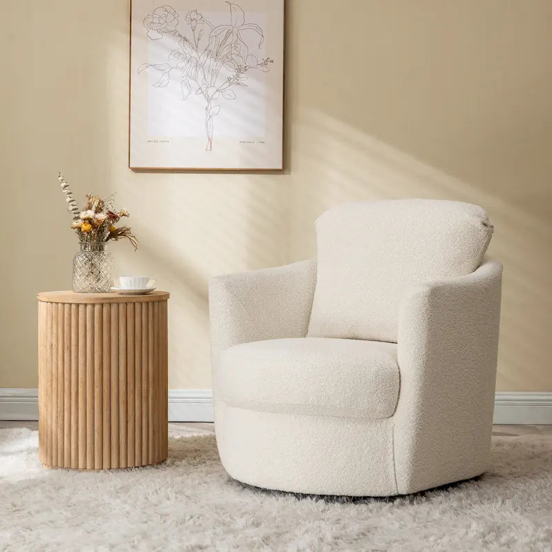 Fauteuil d'appoint pivotant en velours côtelé moderne et confortable