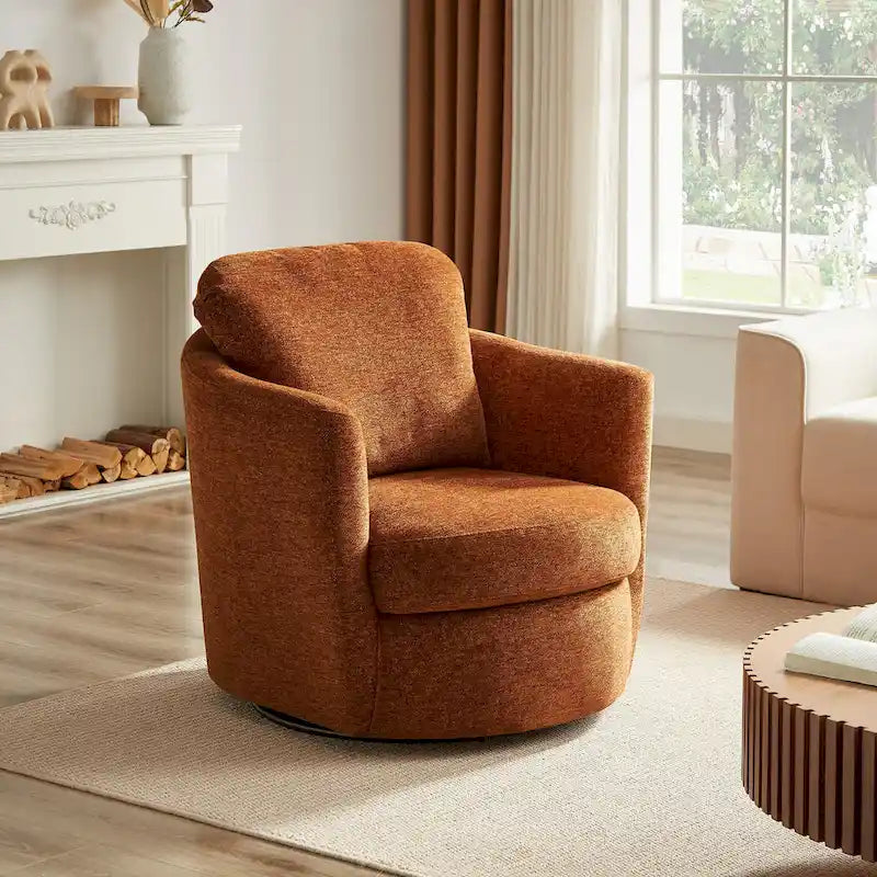 Fauteuil d'appoint pivotant en velours côtelé moderne et confortable