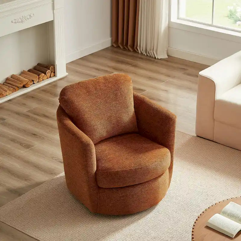 Fauteuil d'appoint pivotant en velours côtelé moderne et confortable