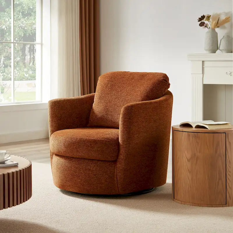 Fauteuil d'appoint pivotant en velours côtelé moderne et confortable