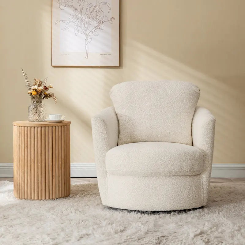 Fauteuil d'appoint pivotant en velours côtelé moderne et confortable