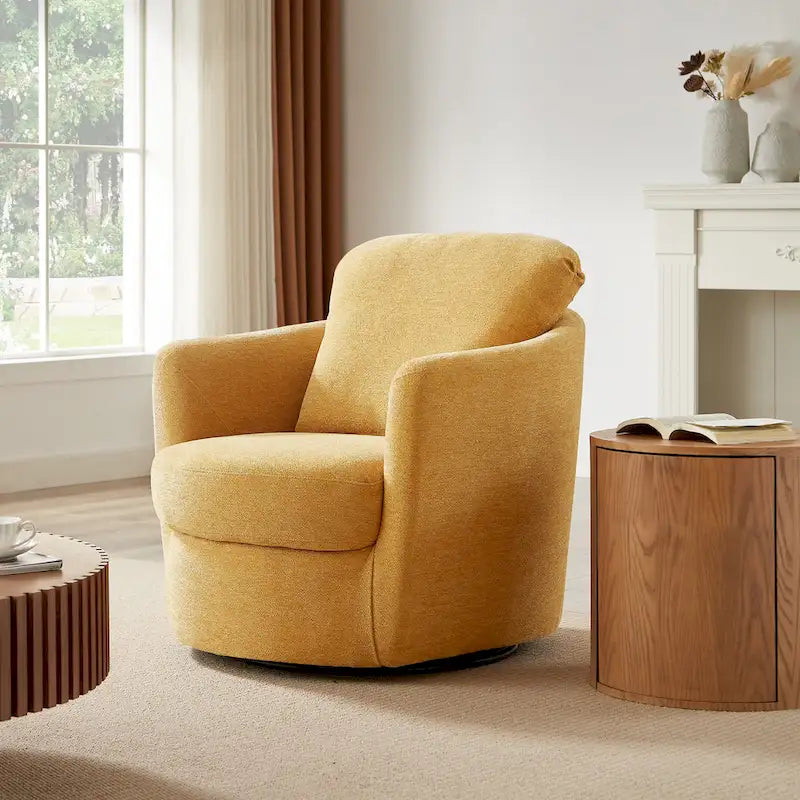 Fauteuil d'appoint pivotant en velours côtelé moderne et confortable