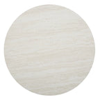 Table basse ronde moderne en similicuir marbre avec piètement géométrique doré