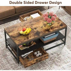 Table basse Mid-Century avec rangement ouvert et placard pour salon