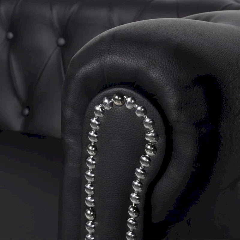 Canapé Chesterfield en similicuir noir