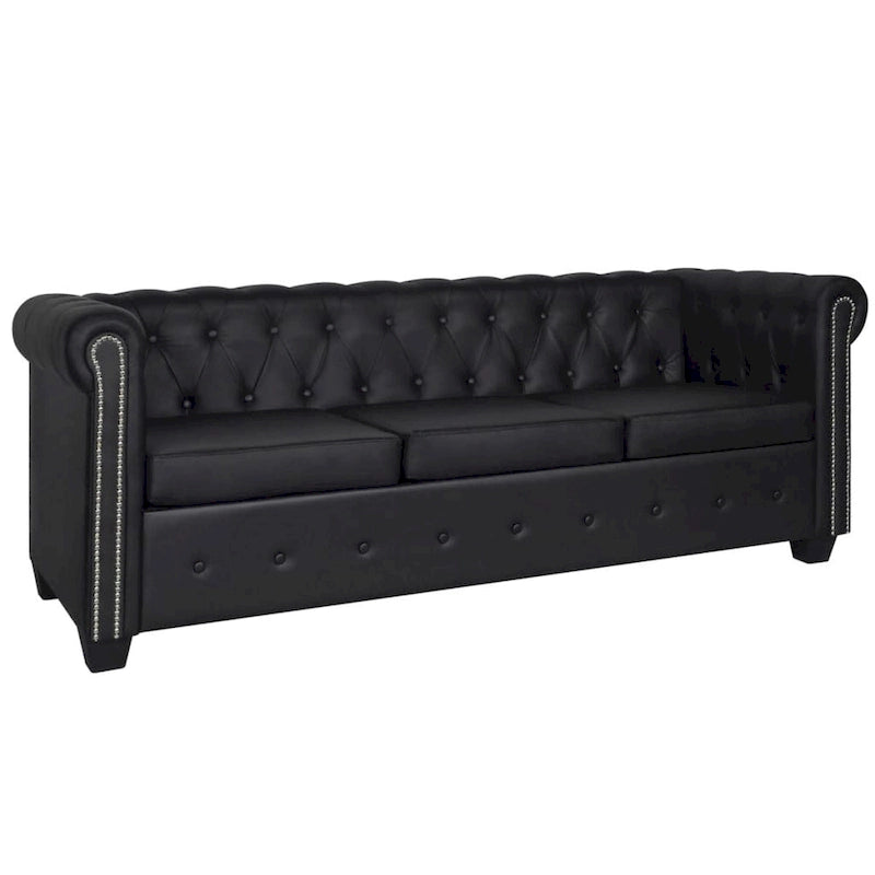 Canapé Chesterfield en similicuir noir
