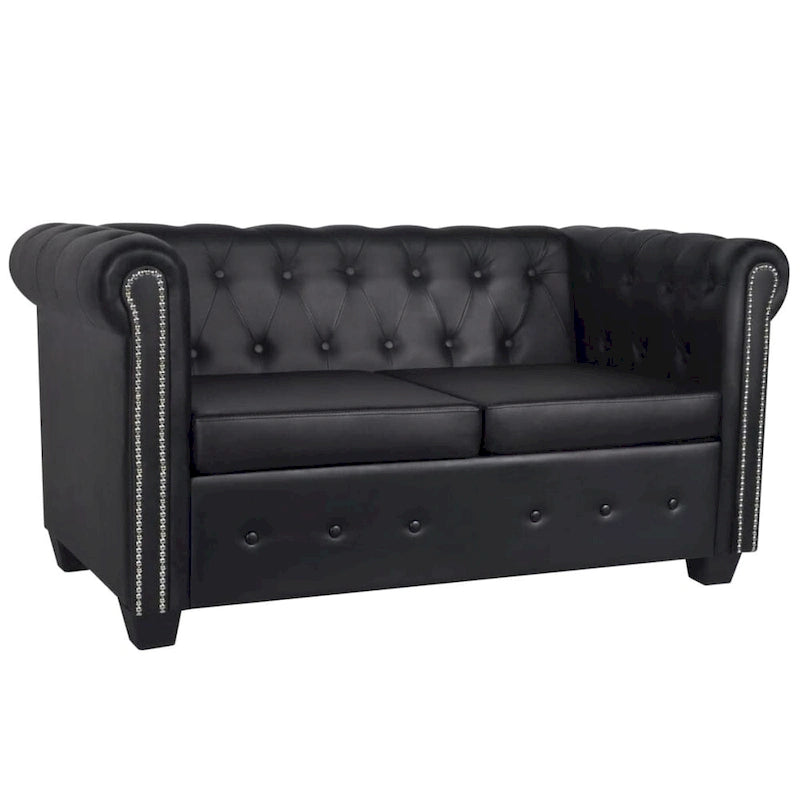 Canapé Chesterfield en similicuir noir