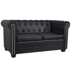 Canapé Chesterfield en similicuir noir