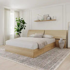 Nordik Storage Bed and Panoramic Headboard, Natural Maple