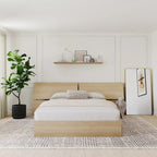 Lit coffre avec tête de lit panoramique, Érable naturel