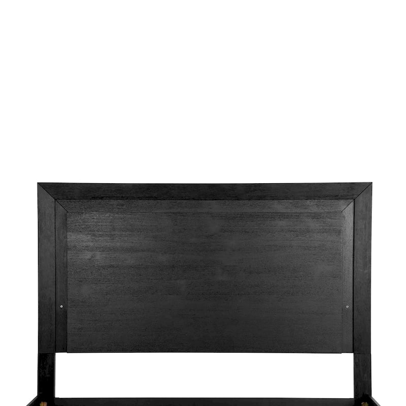 Lit en panneau de bois massif noir moderne avec tête de lit lumineuse à LED