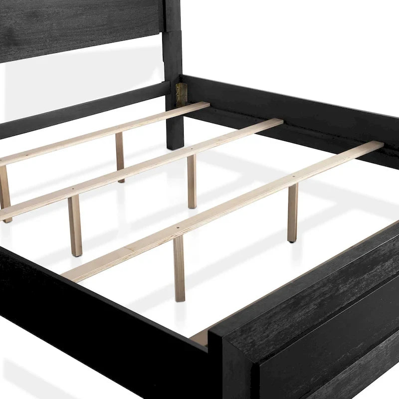 Lit en panneau de bois massif noir moderne avec tête de lit lumineuse à LED