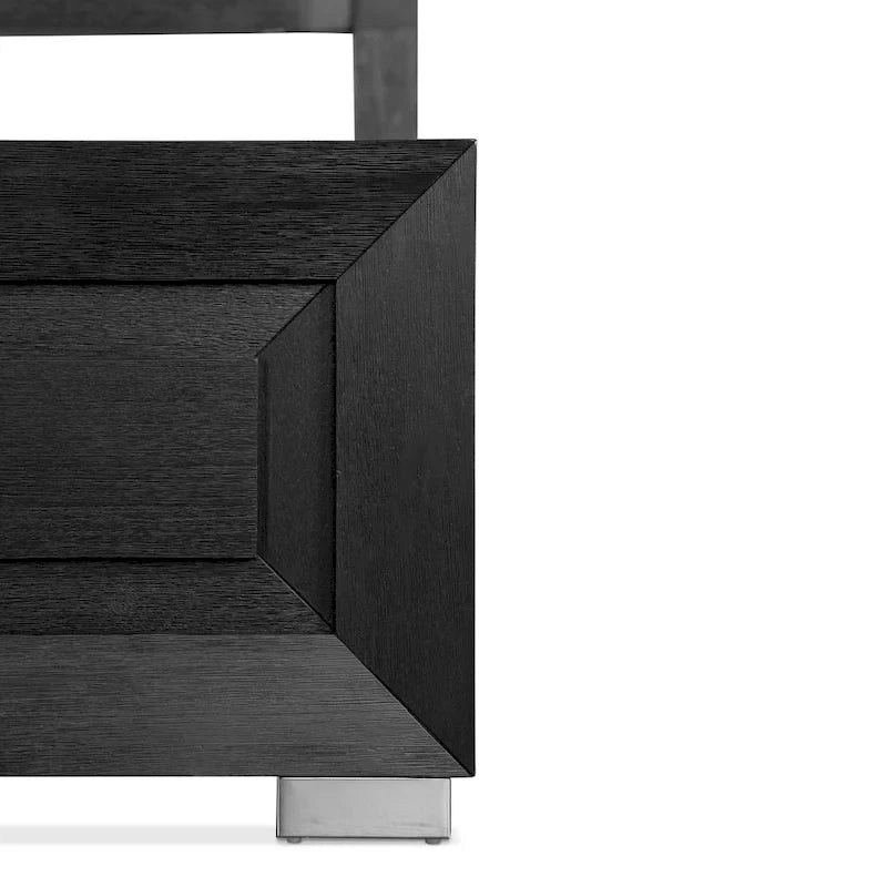 Lit en panneau de bois massif noir moderne avec tête de lit lumineuse à LED