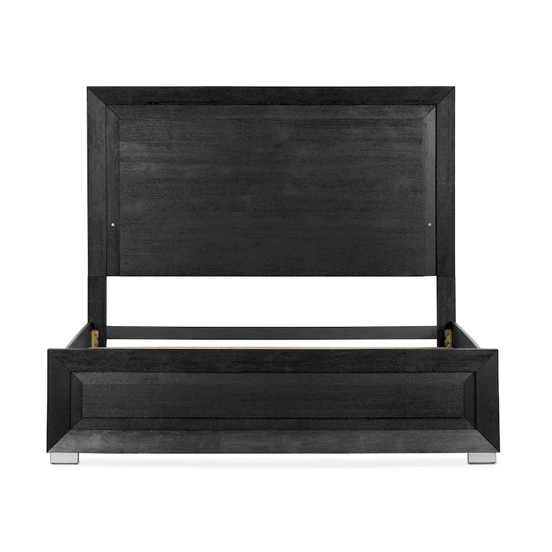 Lit en panneau de bois massif noir moderne avec tête de lit lumineuse à LED