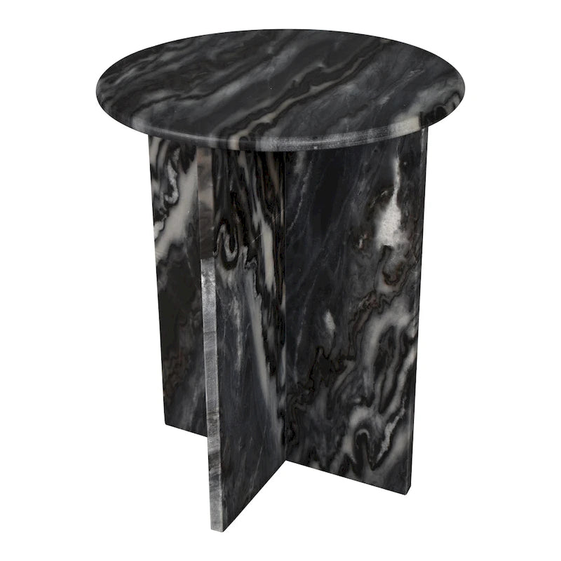 Table d'appoint en marbre naturel contemporain faite à la main en forme de X de 17,75