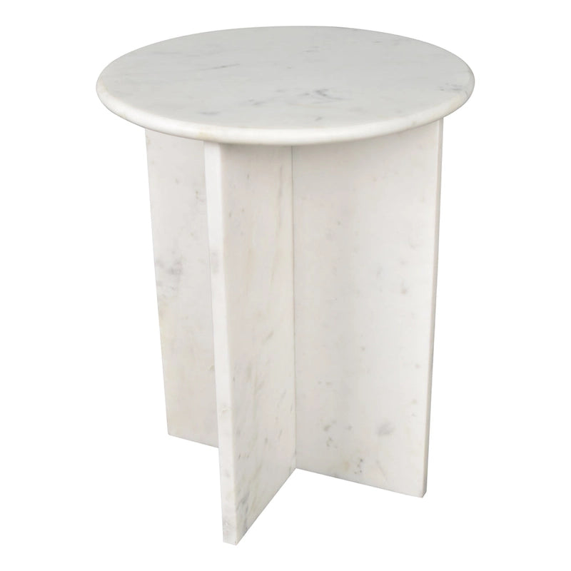 Table d'appoint en marbre naturel contemporain faite à la main en forme de X de 17,75