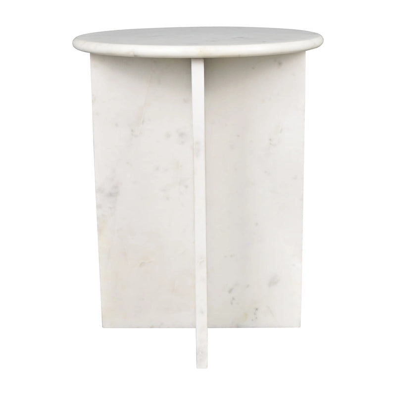Table d'appoint en marbre naturel contemporain faite à la main en forme de X de 17,75