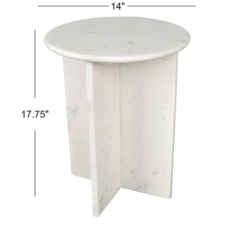Table d'appoint en marbre naturel contemporain faite à la main en forme de X de 17,75