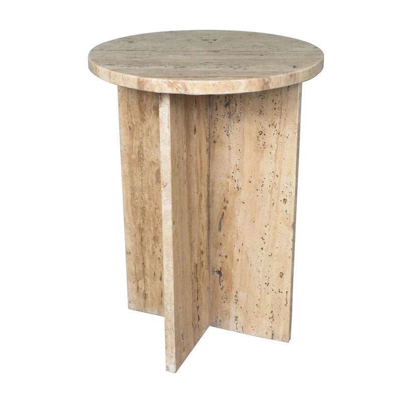 Table d'appoint en marbre naturel contemporain faite à la main en forme de X de 17,75