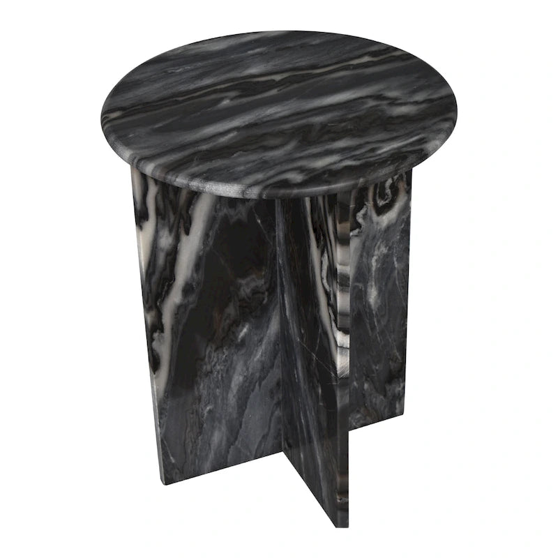 Table d'appoint en marbre naturel contemporain faite à la main en forme de X de 17,75