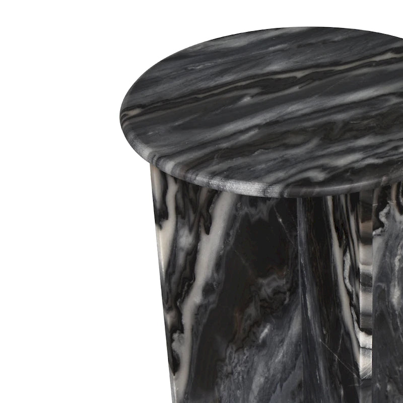 Table d'appoint en marbre naturel contemporain faite à la main en forme de X de 17,75